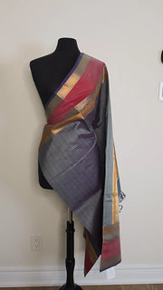 Grey Pure Handloom Silk Cotton