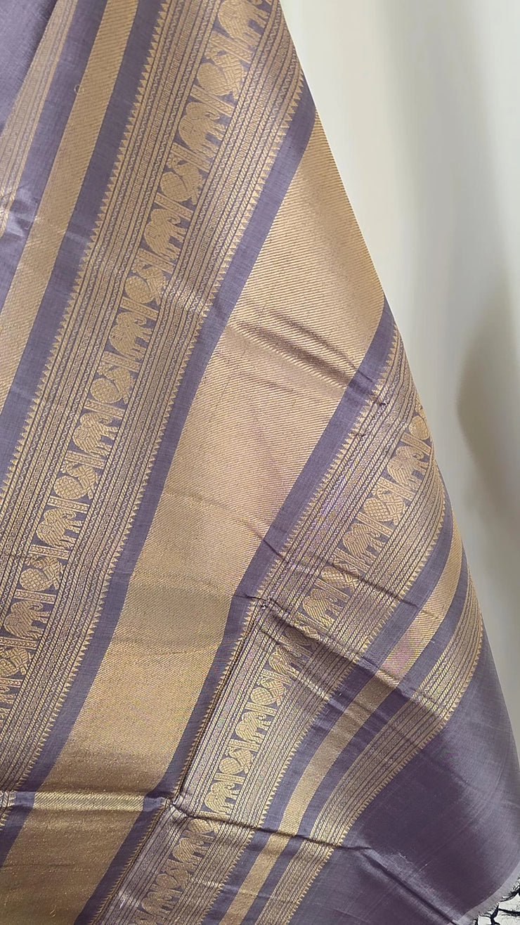 Smokey Lavender Pure Handloom Silk Cotton