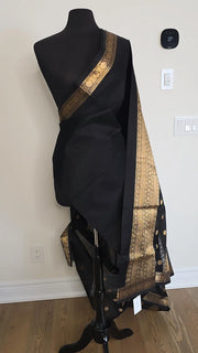 Black Kutty Border Pure Handloom Silk Cotton