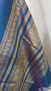 Peacock Blue Pure Handloom Silk Cotton