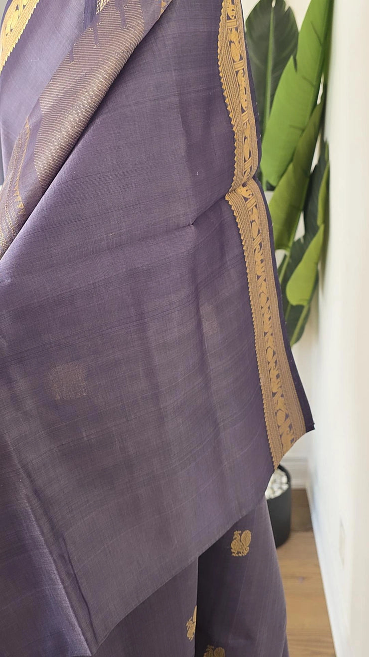 Smokey Lavender Pure Handloom Silk Cotton