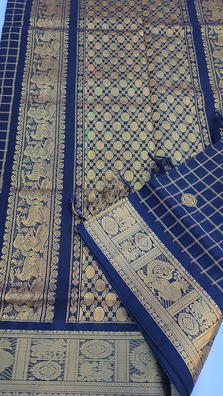 Mercerized pure silk cotton dark blue