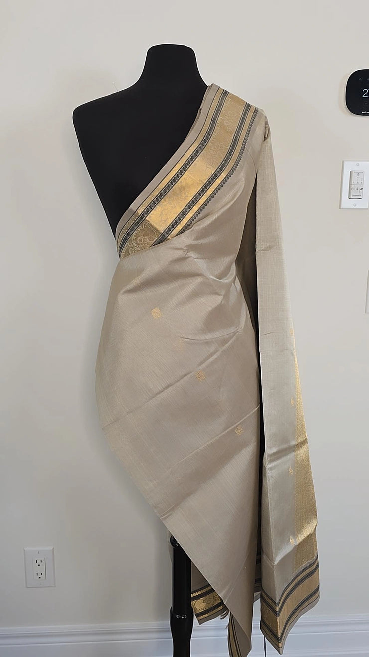 Champagne Pure Handloom Silk Cotton