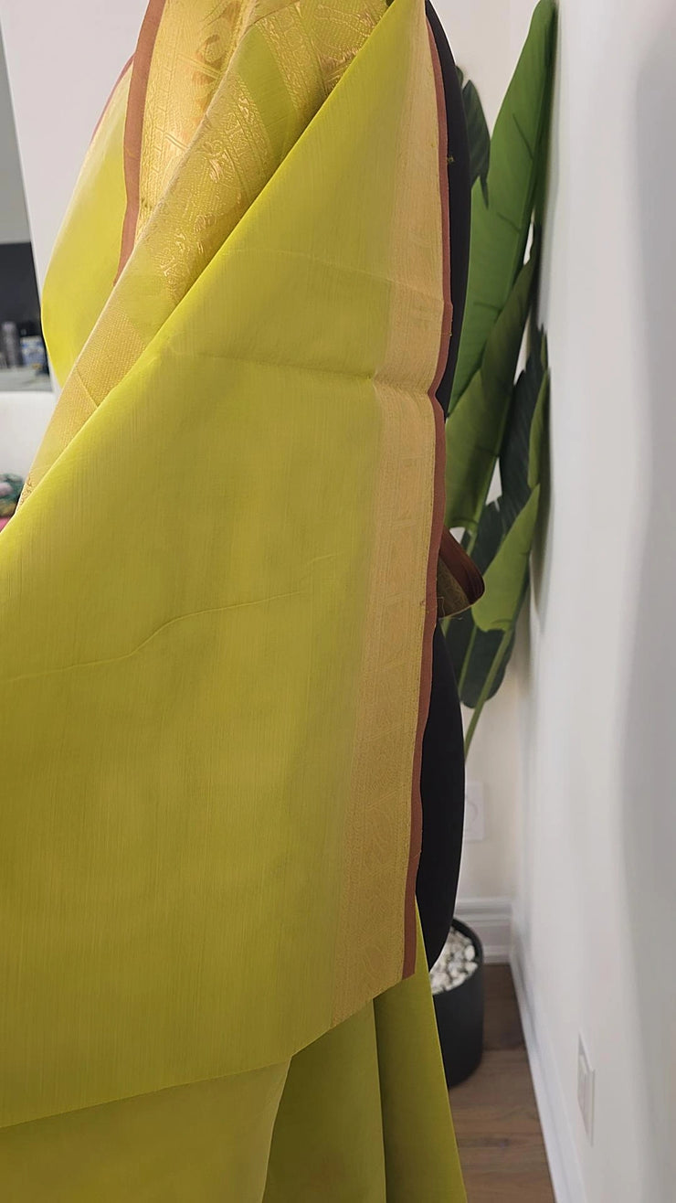 Chartreuse Pure Handloom Silk Cotton