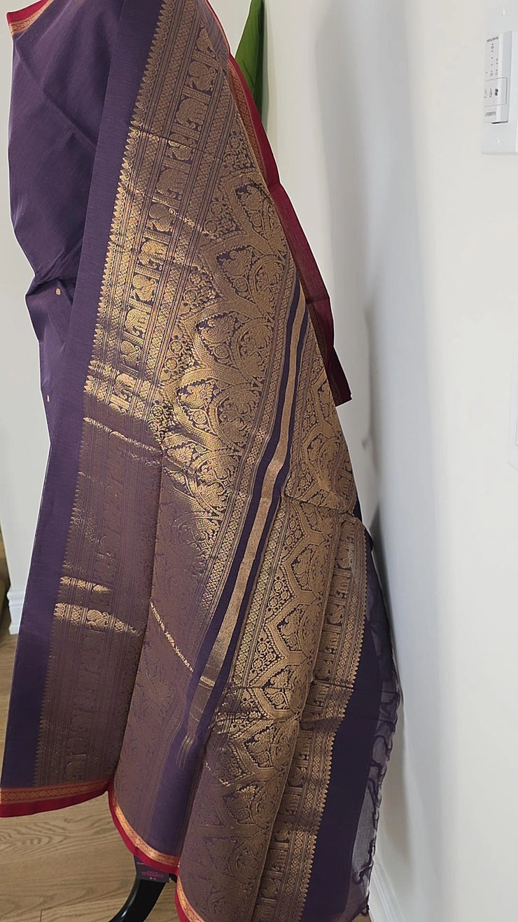 Aubergine Premium Cotton Saree