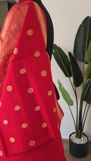 Red Kutty Border Pure Handloom Silk Cotton