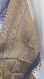 Dusty Blue Gray Pure Handloom Silk Cotton