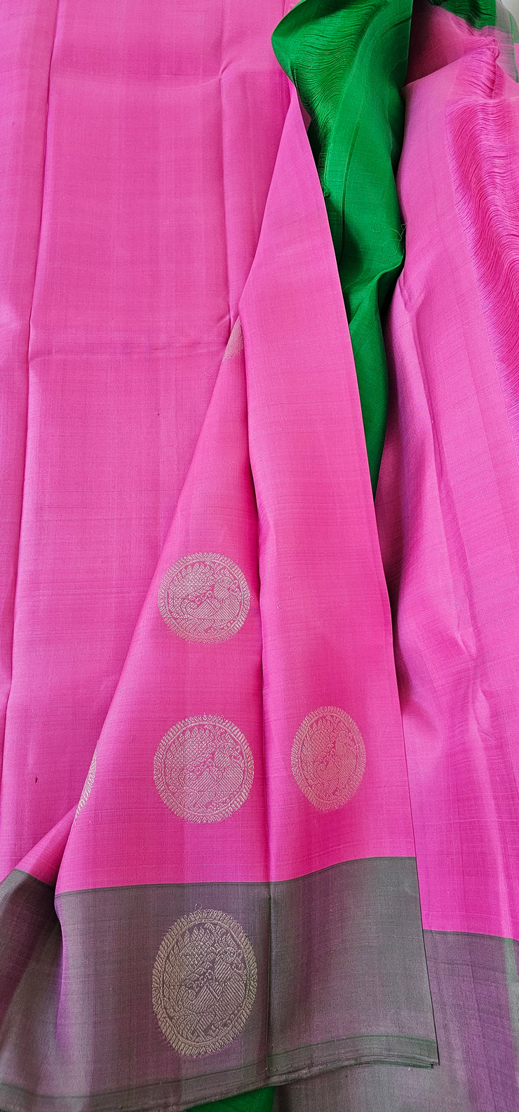 Light Pink With Green Kanjipuram