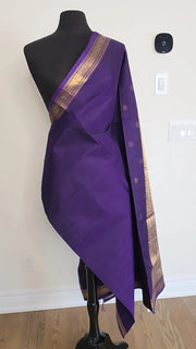 Purple Kutty Border Pure Handloom Silk Cotton