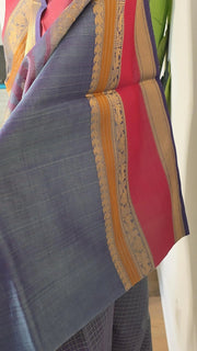Grey Pure Handloom Silk Cotton