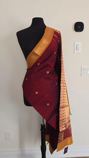 Dark Maroon Pure Handloom Silk Cotton