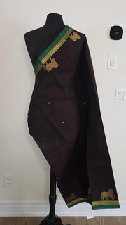 Brown With Green Premium Cotton