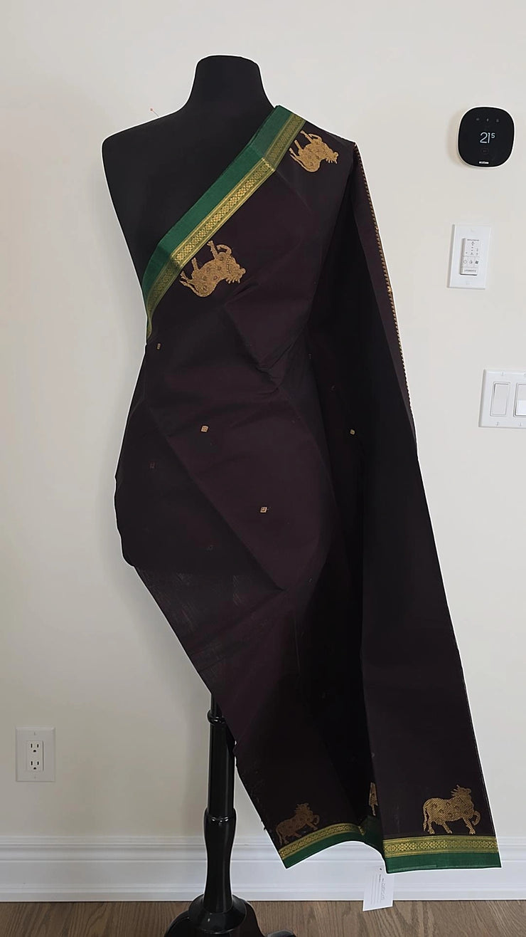 Brown With Green Premium Cotton