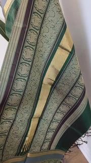 Dark Green Pure Handloom Silk Cotton Check