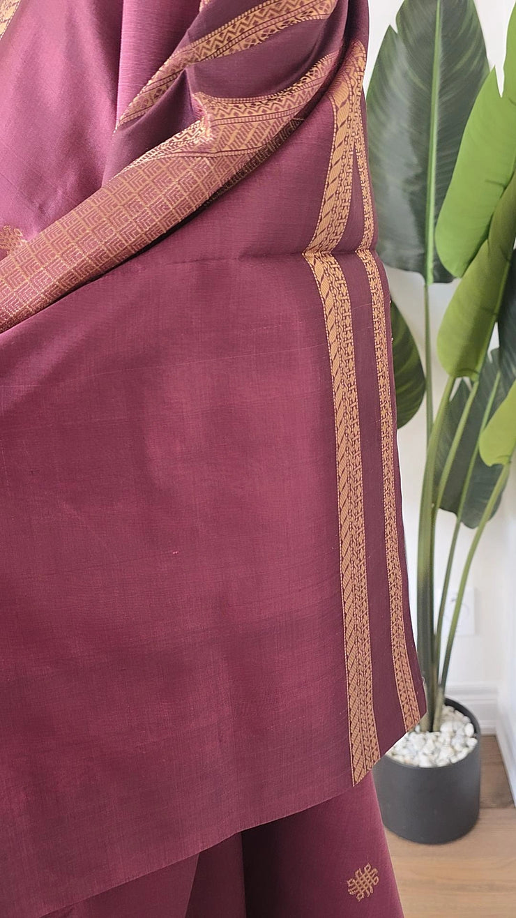 Onion Pink Pure Handloom Silk Cotton