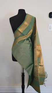 Dusty Sage Pure Handloom Silk Cotton