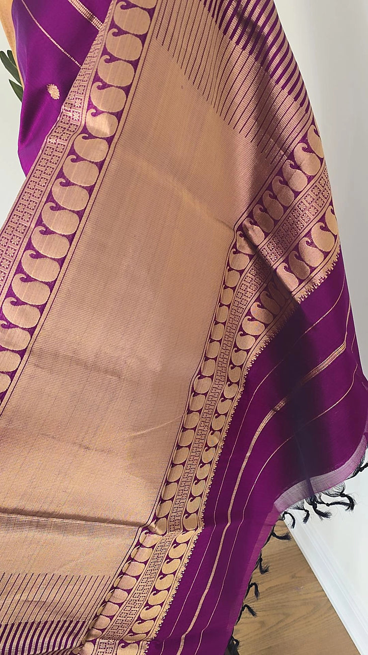 Deep Saturated Purple Pure Handloom Silk Cotton