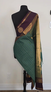 Sage Pure Handloom Silk Cotton Check