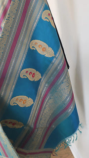 Turquoise Pure Handloom Silk Cotton Check