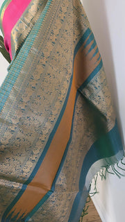 Teal Pure Handloom Silk Cotton