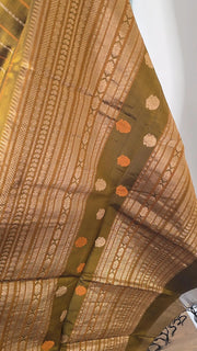 Olive Green Pure Handloom Silk Cotton