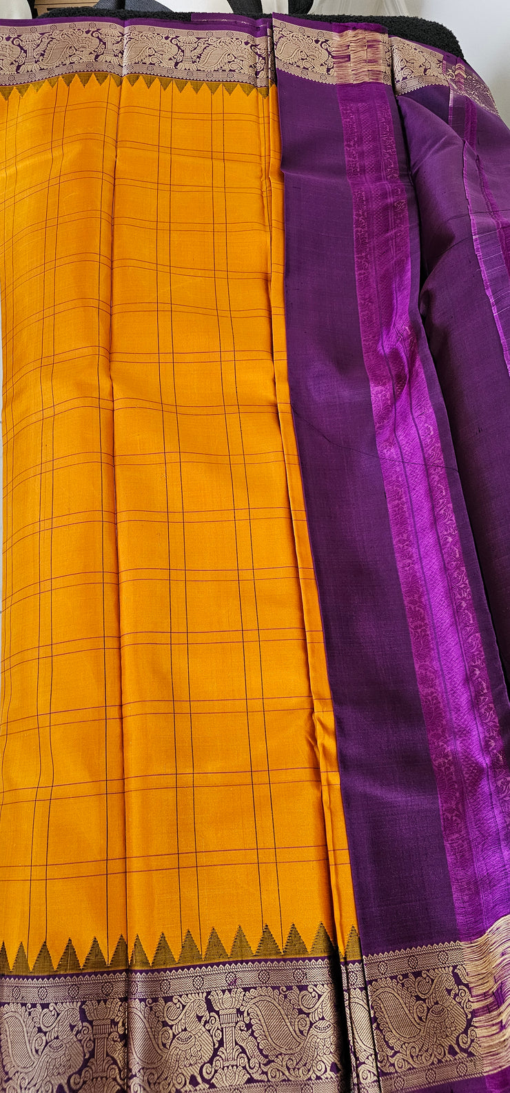 Yellow with purple kanjipuram