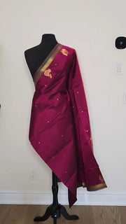 Deep Raspberry Pure Handloom Silk Cotton Saree
