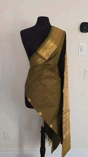 Khaki Green Pure Handloom Silk Cotton