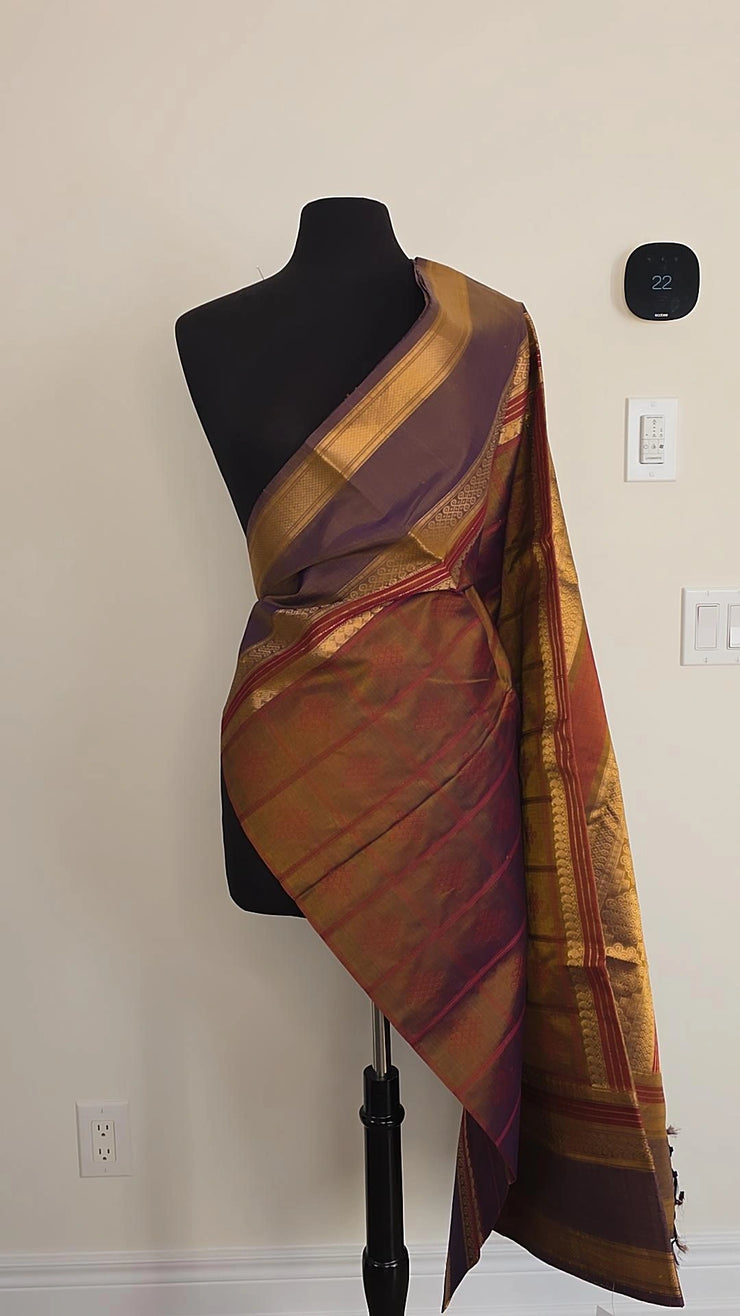 Aubergine Pure Handloom Silk Cotton