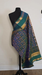 Dual Tone Light Blue Pure Handloom Silk Cotton