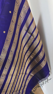 MS Blue Pure Handloom Silk Cotton Saree