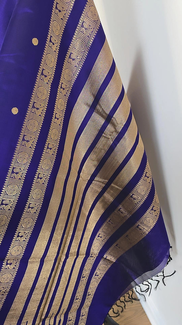 MS Blue Pure Handloom Silk Cotton Saree