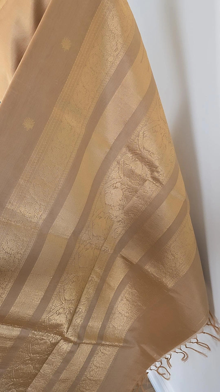 Beige Pure Handloom Silk Cotton