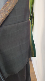Deep Slate Gray Pure Handloom Silk Cotton