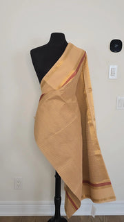 Beige Pure Handloom Silk Cotton