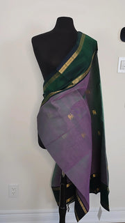 Dual Tone Lavender Pure Handloom Silk Cotton