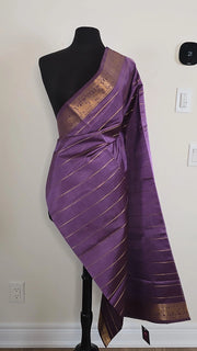 Lavender Veldhari Pure Handloom Silk Cotton Saree