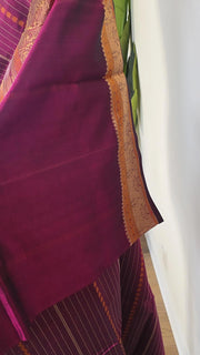 Wine Red Pure Handloom Silk Cotton Saree