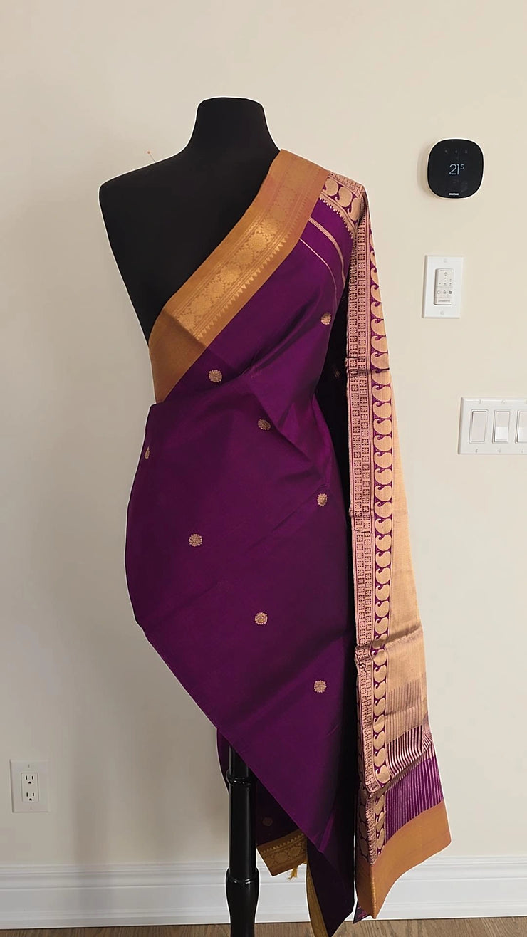 Deep Saturated Purple Pure Handloom Silk Cotton