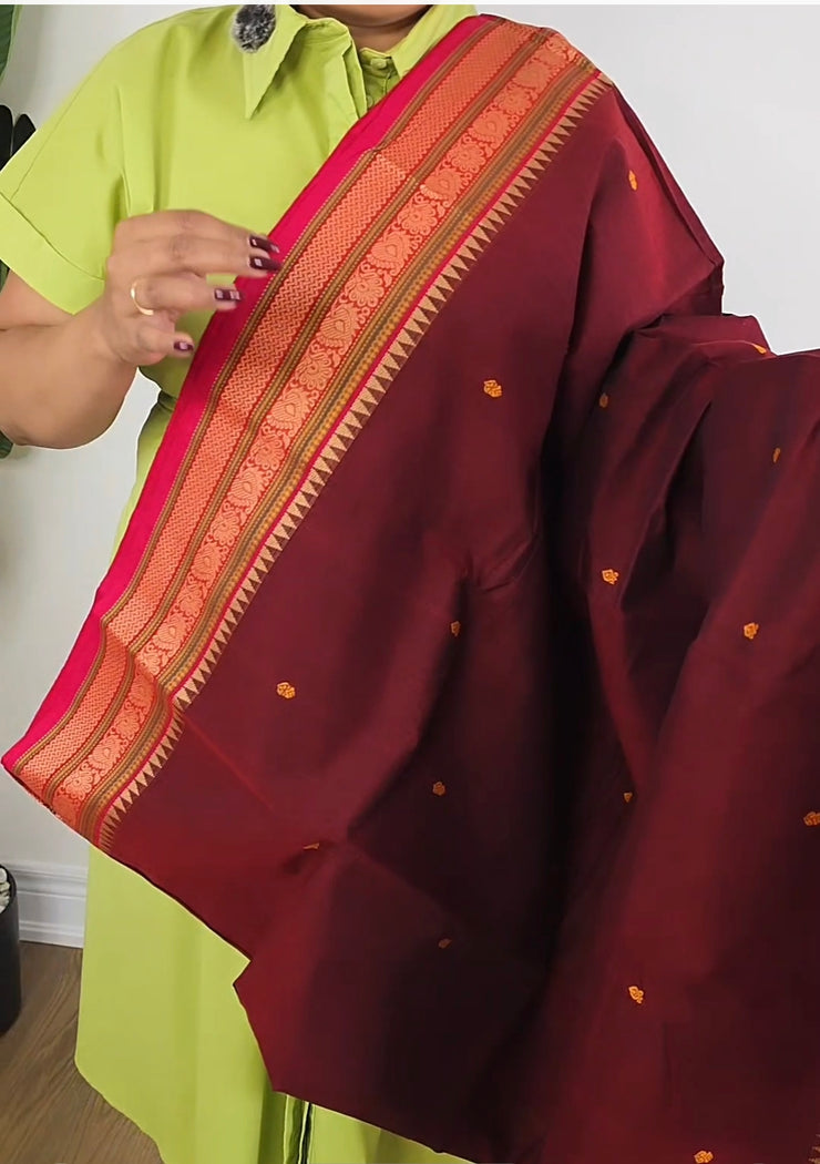 Maroon handloom cotton