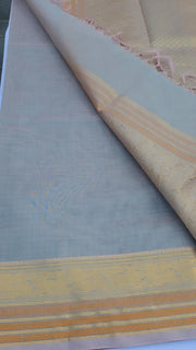 Light grey check silk cotton