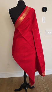 Red Kutty Border Pure Handloom Silk Cotton