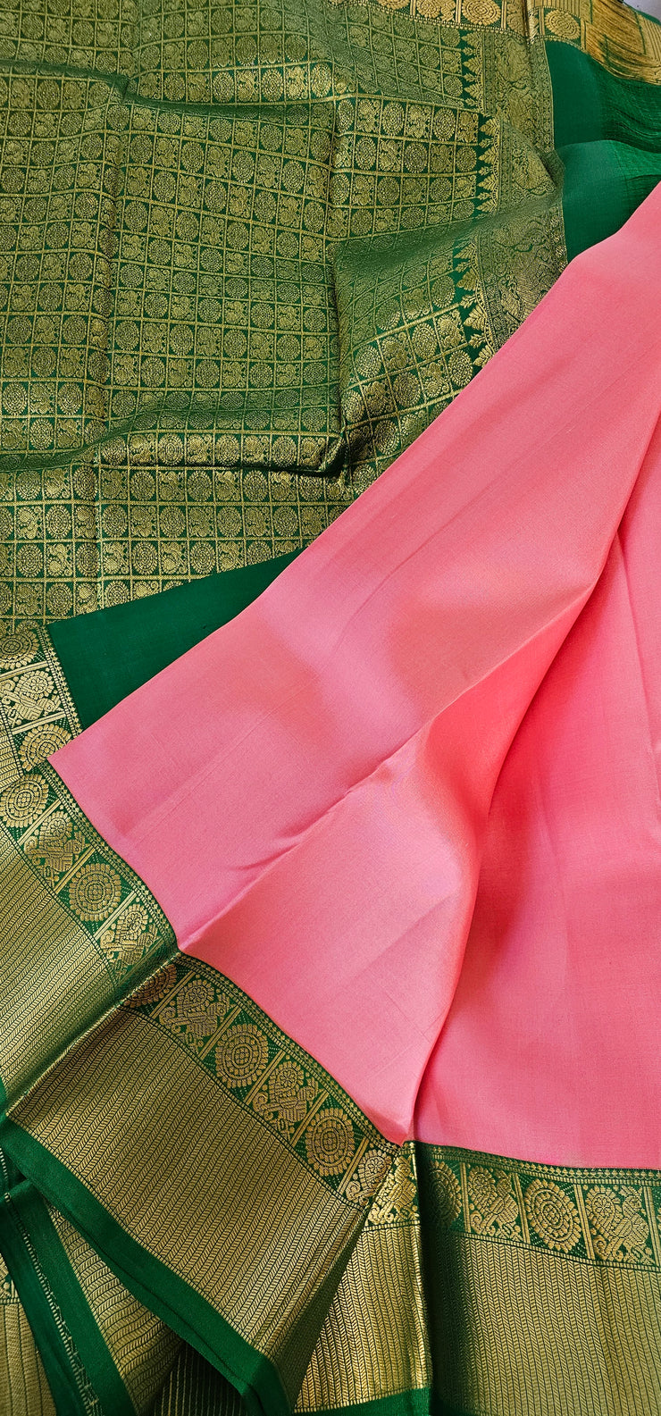 Pink With Green Kanchipuram