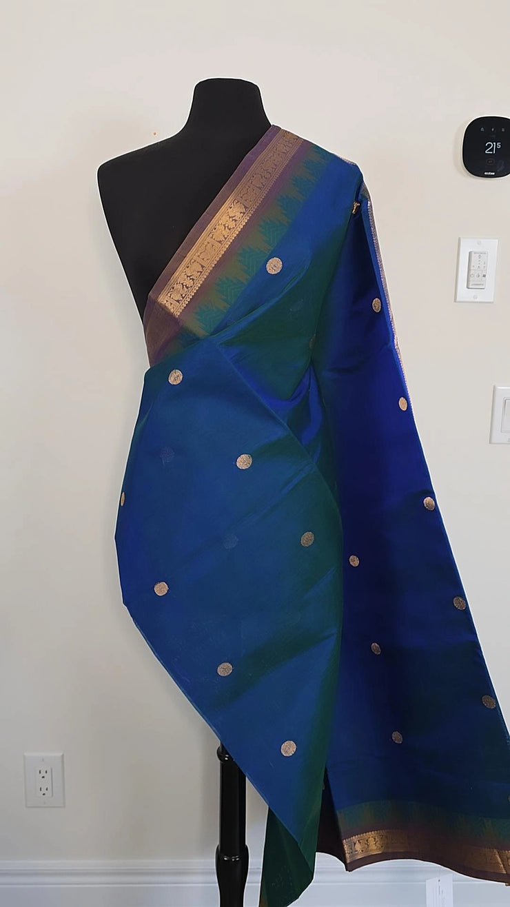 Teal Pure Handloom Silk Cotton