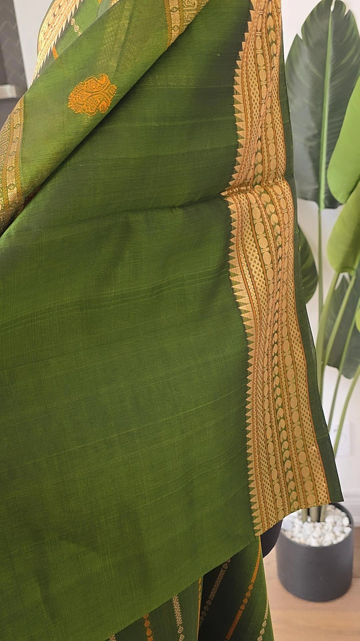 Green Pure Handloom Silk Cotton