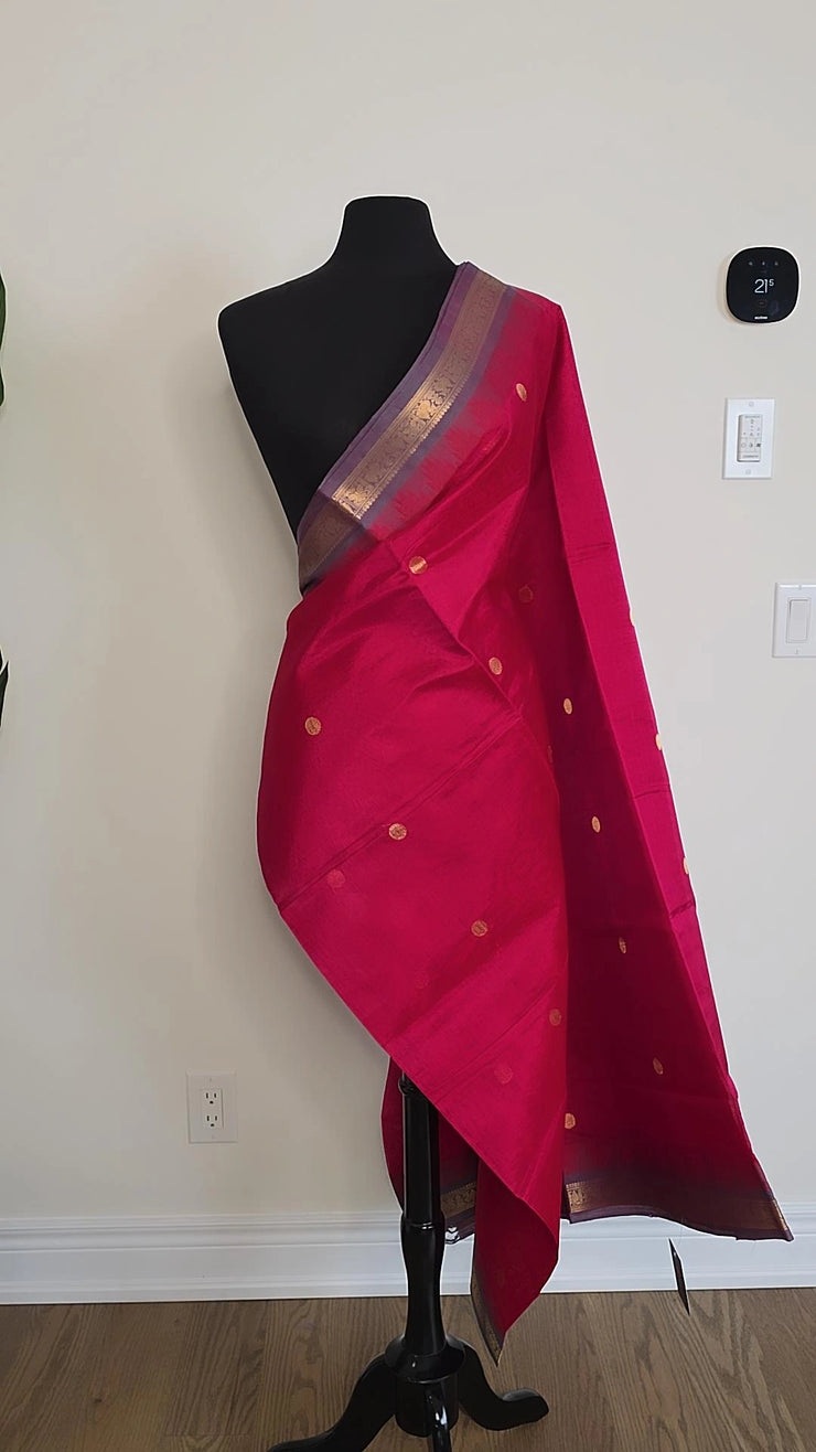 Magenta Pure Handloom Silk Cotton