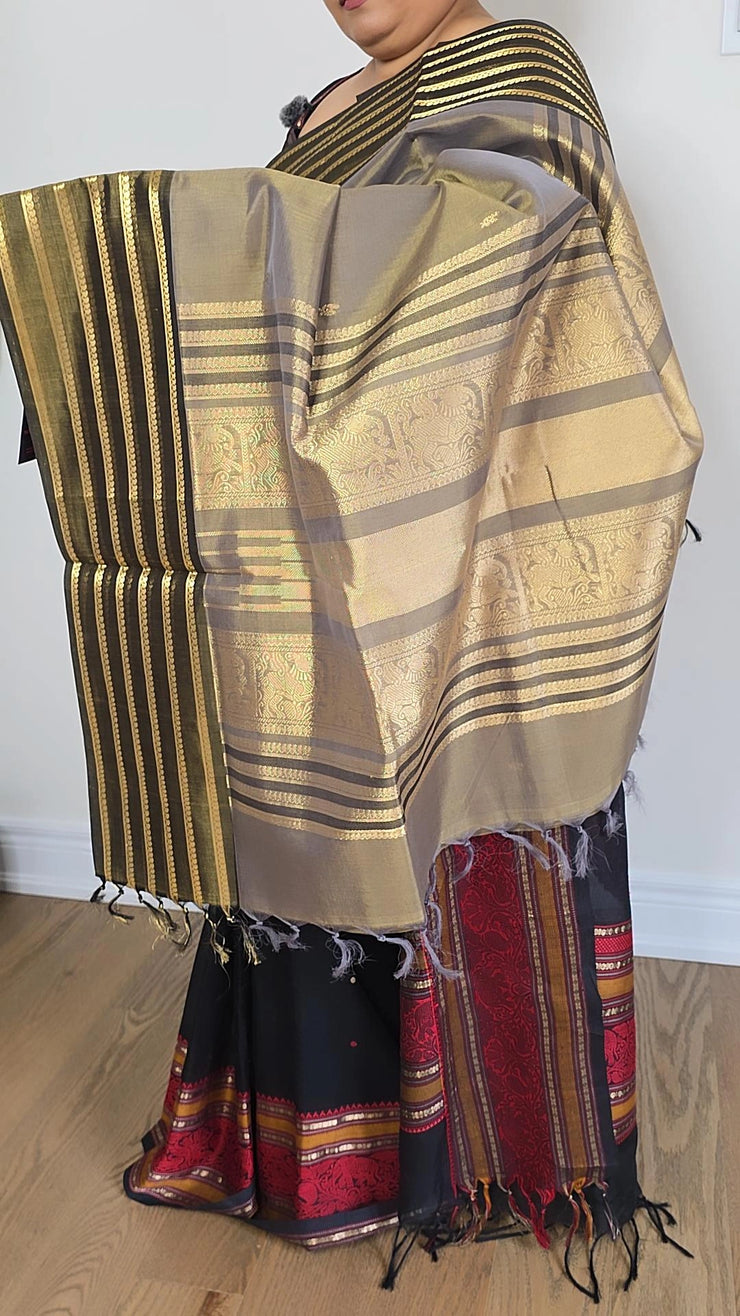 Salangai border silk cotton