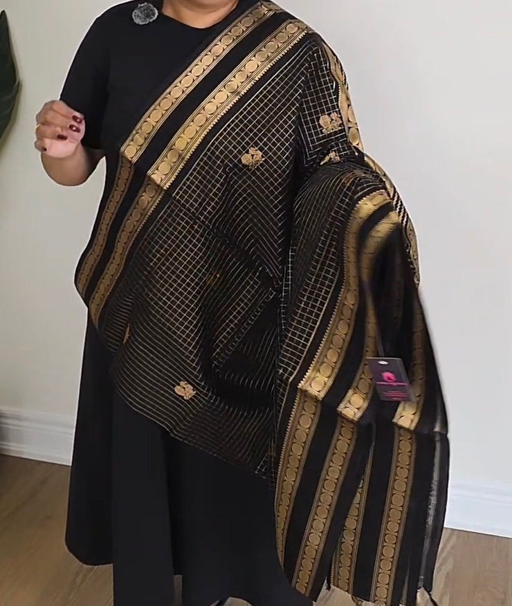 Black Mercerized silk cotton