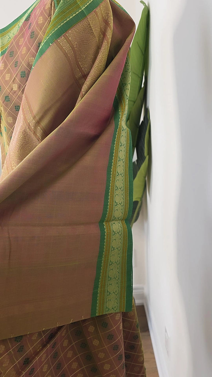 Beige /Green Premium Handloom Cotton