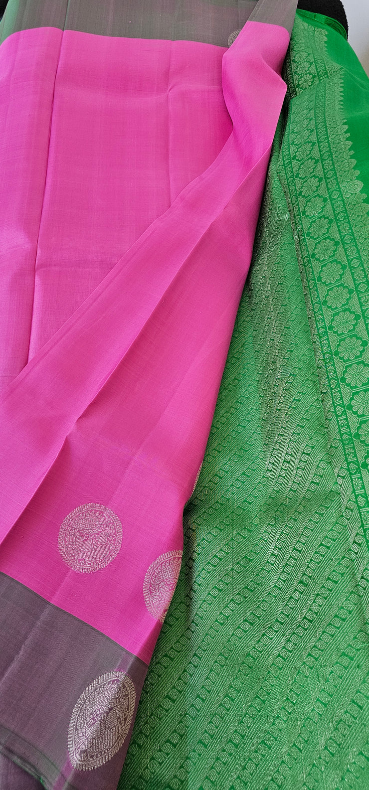 Light Pink With Green Kanjipuram